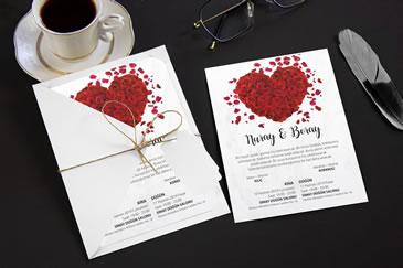 Kalpli romantik düğün davetiye modelleri