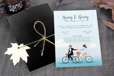 Bisikletli yeni düğün davetiye modelleri