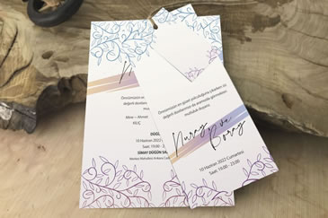 Üçlü set yeni zarfsız düğün davetiye modeli