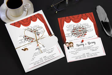 Karikatürlü değişik düğün davetiye modeli