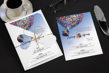 Uçan balon değişik davetiye modelleri