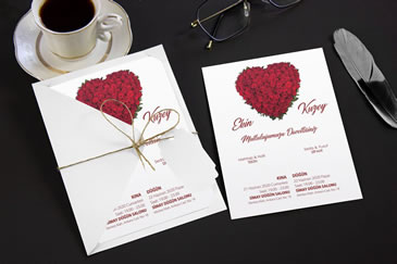 Romantik sade düğün davetiyeler