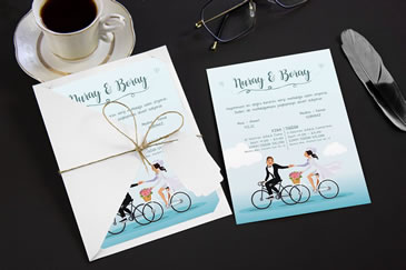 Bisikletli düğün davetiyesi yeni modeller