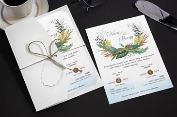 Denizli düğün davetiyesi desenli zarflı