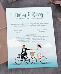 bisikletli düğün davetiye modelleri